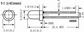 Infrared Emitting Diodes 5mm Dimensions